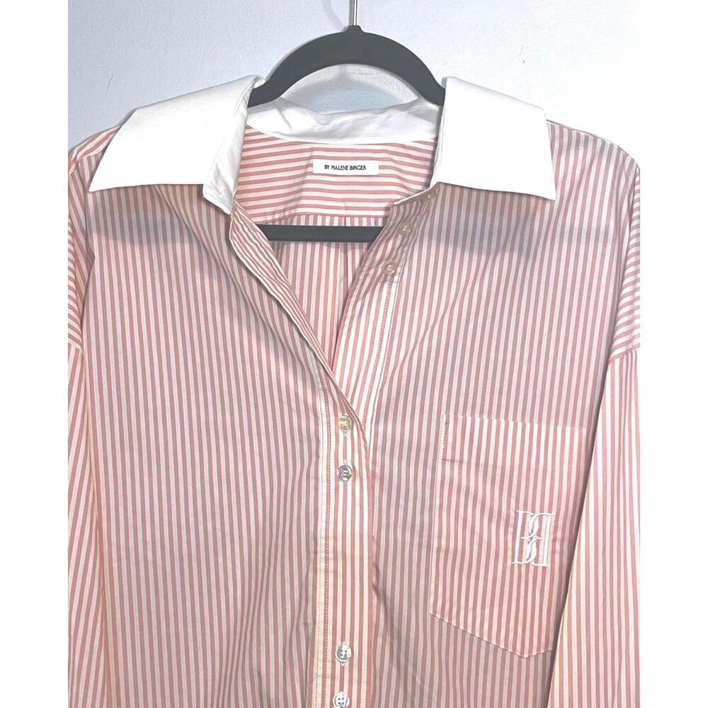 NWOT MALENE BIRGER Maye Pink Stripe Oversized Shirt|Scandi-Chic Coastal|Size 10 - Picture 5 of 7